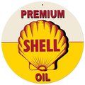 Shell Shell SHL229 28 in. Yellow Premium Shell Oil Satin Metal Sign Round Sign SHL229